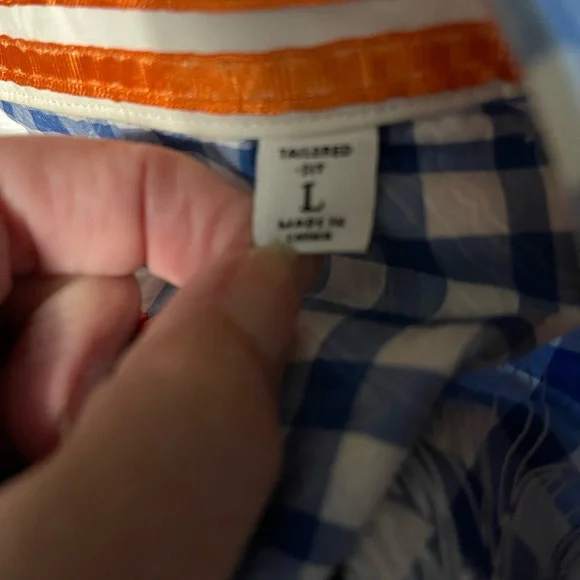 Robert Graham X Blue & White checkered button down Shirt gingham cotton Sz L - Picture 2 of 15